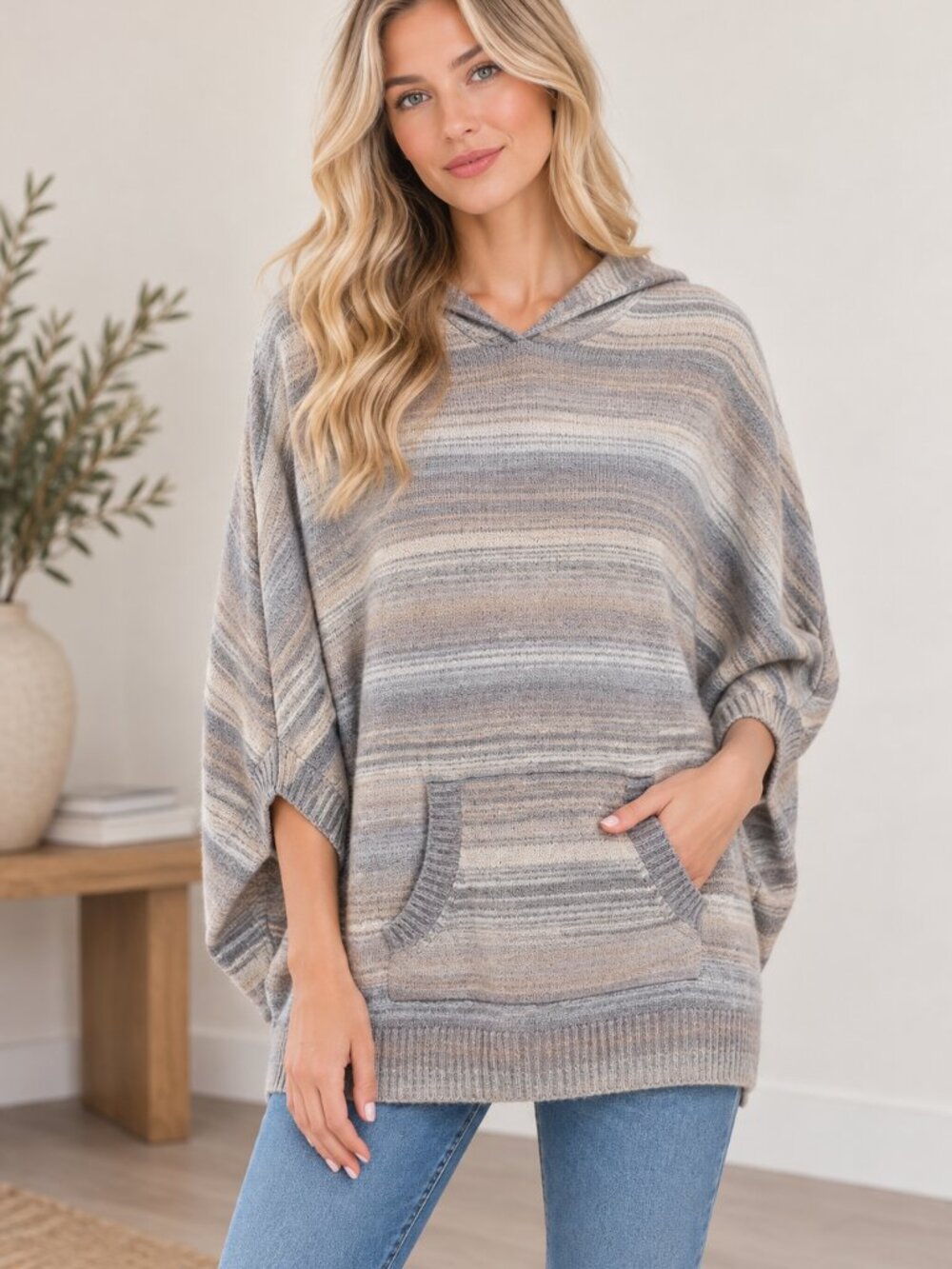 Lovestitch poncho with beautiful color detail.